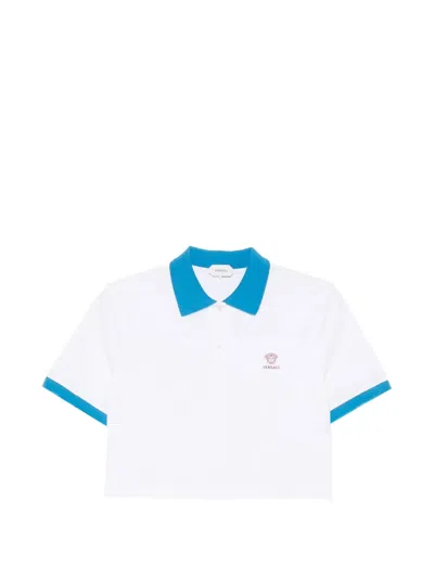 Versace Cotton Piquet Polo Shirt In White