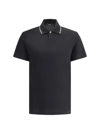 Versace Piquet Polo In Black