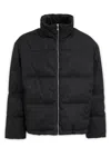 Versace Full Zip Down Jacket With All-over Pattern In Black