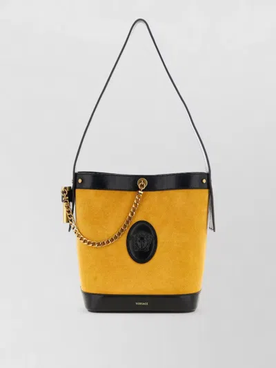 Versace Pivot Small Bucket Bag Chain Strap In Multi
