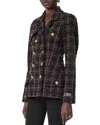 Versace Melange Wool Tweed Blazer Jacket In Brown/black