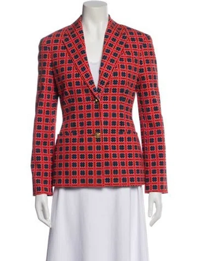 Pre-owned Versace Plaid Print Blazer In Red