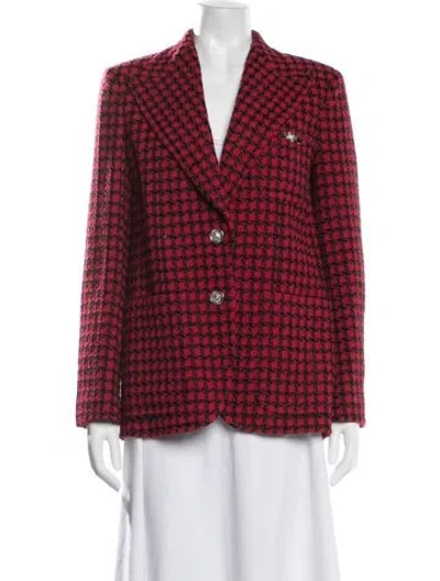 Pre-owned Versace Plaid Print Blazer In Red