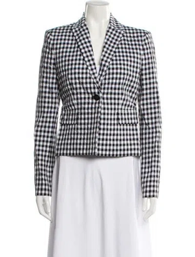 Pre-owned Versace Plaid Print Blazer In White
