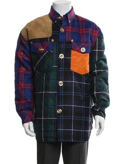 Pre-owned Versace Plaid Print Jacket W/ Tags In Black