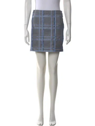 Pre-owned Versace Plaid Print Mini Skirt In Blue