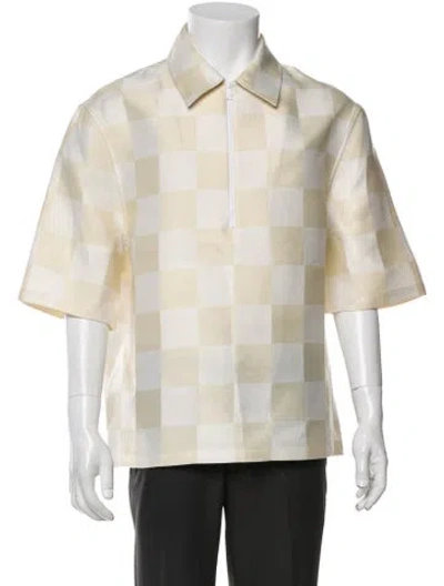 Pre-owned Versace Plaid Print Short Sleeve Shirt In Yellow