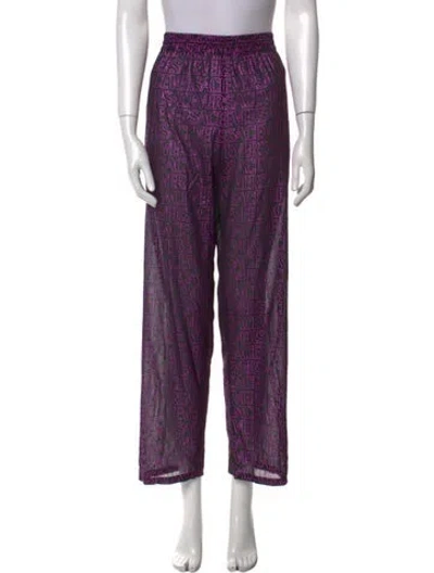 Pre-owned Versace Plaid Print Straight Leg Pants In Purple