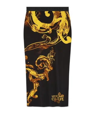 Versace Plain Knitted Skirt In Black