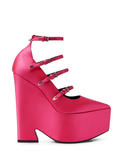 Versace Platform Buckle-strap Pumps In Pink