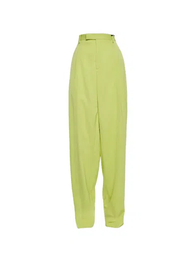 Pre-owned Versace Pleat-detail Gabardine Trousers In Green