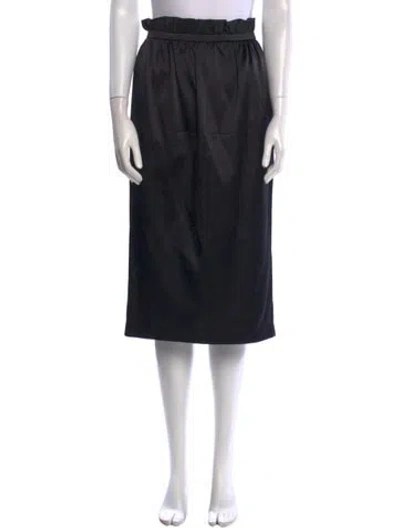 Pre-owned Versace Pleated Accents Midi Length Skirt In Black