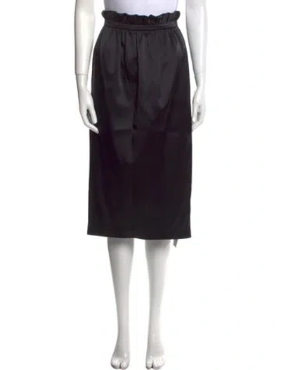 Pre-owned Versace Pleated Accents Midi Length Skirt In Black