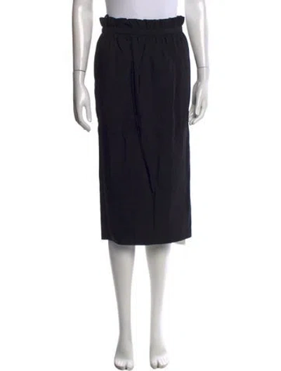 Pre-owned Versace Pleated Accents Midi Length Skirt W/ Tags In Black