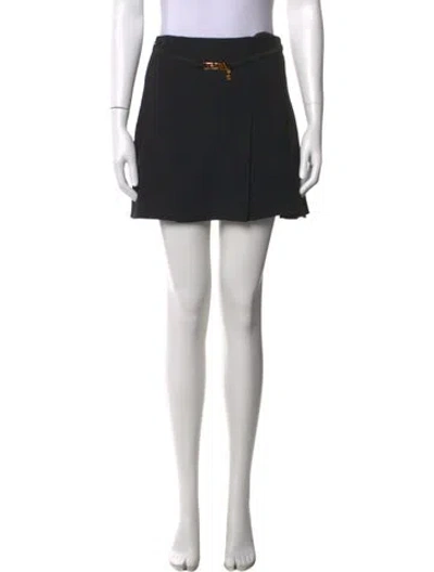 Pre-owned Versace Pleated Accents Mini Skirt In Black