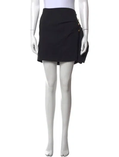 Pre-owned Versace Pleated Accents Mini Skirt In Black