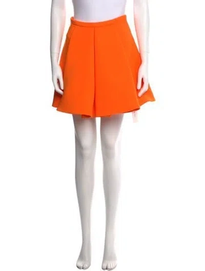 Pre-owned Versace Pleated Accents Mini Skirt In Orange