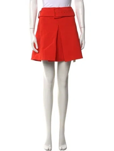 Pre-owned Versace Pleated Accents Mini Skirt In Orange