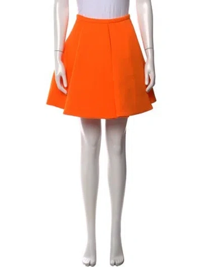 Pre-owned Versace Pleated Accents Mini Skirt In Orange