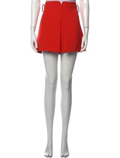 Pre-owned Versace Pleated Accents Mini Skirt In Orange