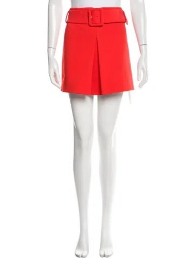 Pre-owned Versace Pleated Accents Mini Skirt In Red