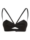 Versace Folded Wool-silk Bustier Top In Black