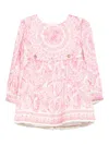 Versace Pleated Floral-print Dress In Pink