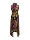 Versace Printed Plissé Crepe De Chine Midi Dress
