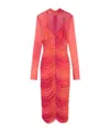 Versace Pleated High-neck Dress In Red