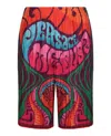 Versace Pleated Medusa Music Print Shorts In Multi
