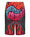 Versace Pleated Medusa Music Print Shorts In Multi