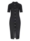 Versace Rib Midi Shirtdress In Nero