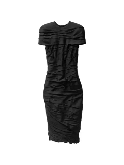 Versace Pleated Mini Dress In Black