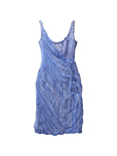 Versace Pleated Mini Dress In Blue