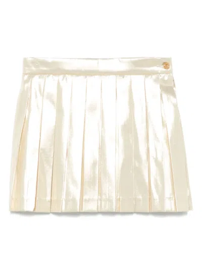 Versace Kids' Pleated Mini Skirt In 金色