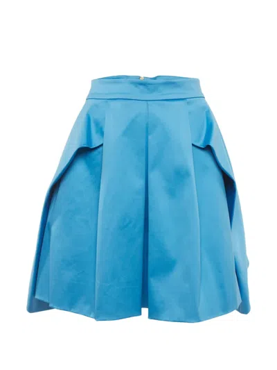 Pre-owned Versace Pleated Mini Skirt In Blue