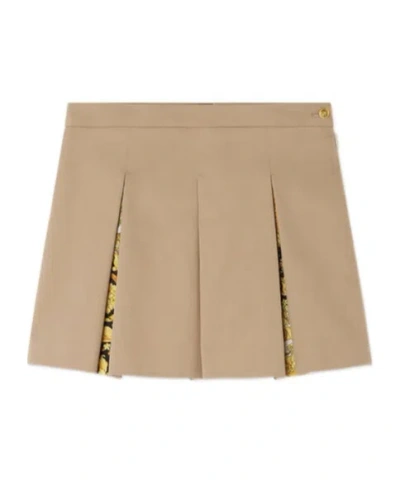 Versace Pleated Miniskirt In Nude