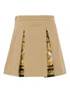 Versace Pleated Panelled Skirt In Brown