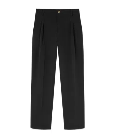 Versace Pleated Plain Casual Pants In Black