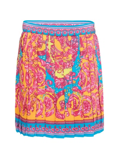 Versace Kids' Pleated Print-detail Skirt In Multi