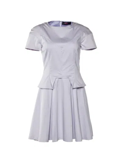 Pre-owned Versace Pleated Short-sleeve Dress In Purple