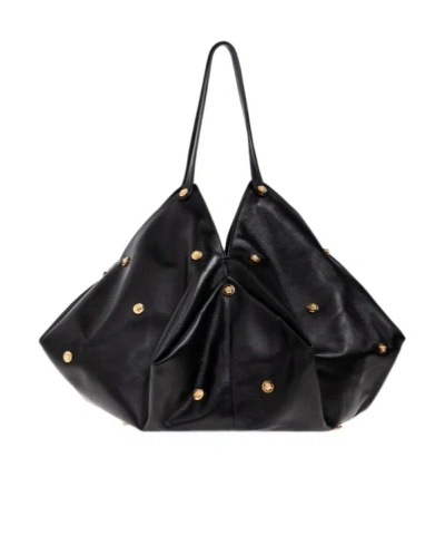 Versace Pleated Shoulder Bag In Black