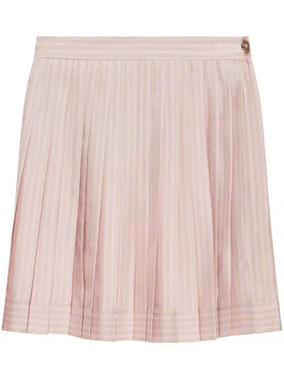 VERSACE VERSACE PLEATED SILK SKIRT WITH SUBTLE SHEEN