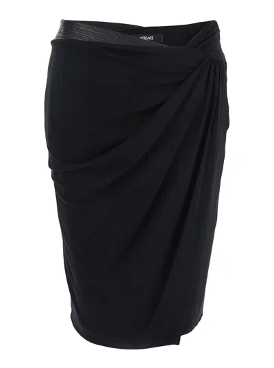 Versace Pleated Skirt In Black