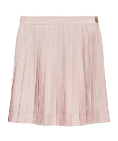 Versace Striped Pleated Skirt Button Detail In Pink