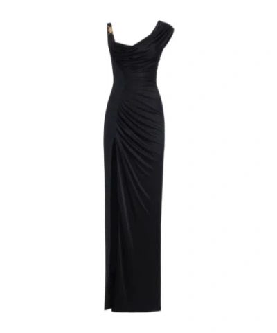 Versace Pleated Sleeveless Dress In Black
