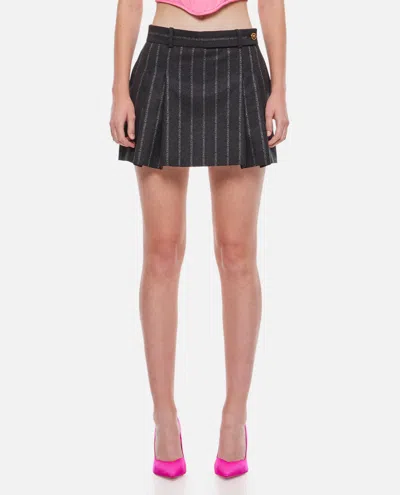 Versace Pleated Striped Miniskirt In Grey