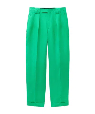Versace Pleated Tailored Trousers In Green