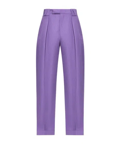 Versace Pleated Pressed-crease Trousers In Purple