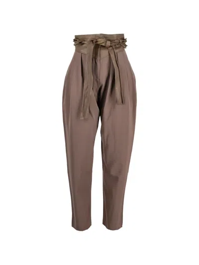 Pre-owned Versace Pleated Trousers In Brown